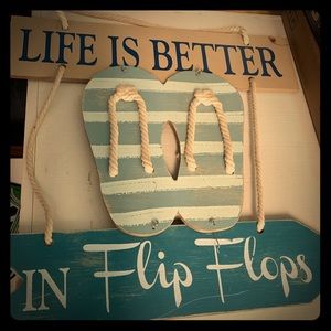 Hanging wooden sign